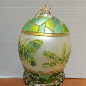 Green and Gold Dragonfly & Butterfly Ornament 5" Tall